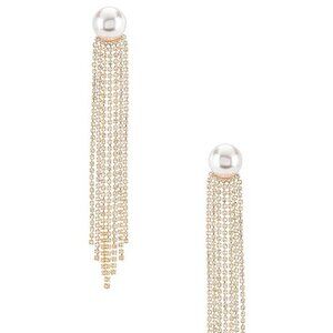 NEW MEADOWE Esme Earrings in Gold Crystal Pearl Hanging Long dangle